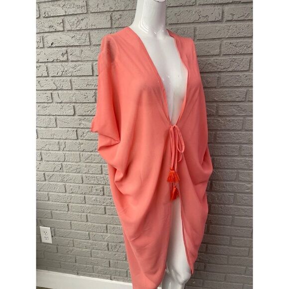 Lulu Chiffon Tie Front Cocoon Cover-Up Duster Size S/ M - Picture 5 of 8